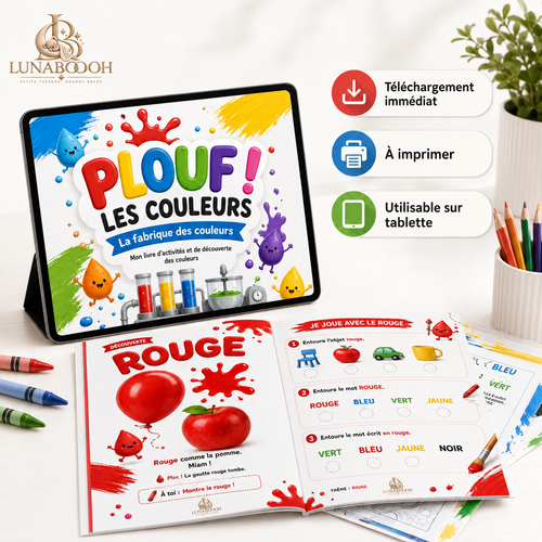 PLOUF ! Les Couleurs – Livre d’activités 0–3 ans