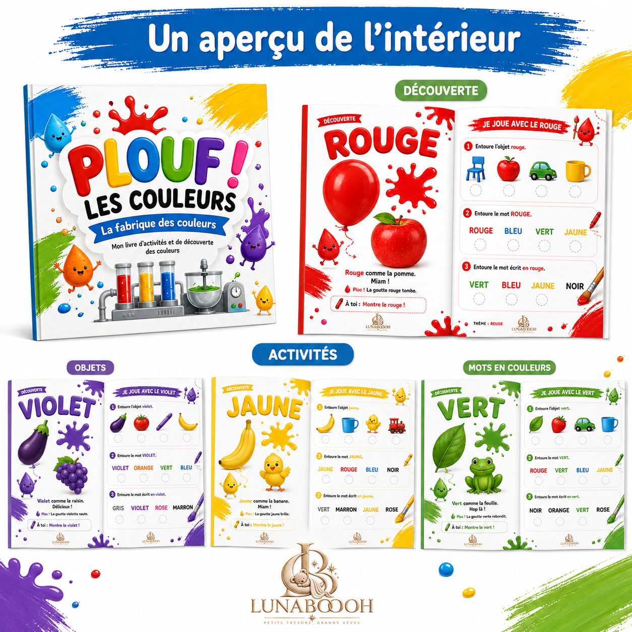 PLOUF ! Les Couleurs – Livre d’activités 0–3 ans